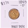 Image 1 : 1843-O Small Date $2 1/2 Liberty Head Quarter Eagle Gold Coin