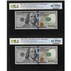 Image 1 : (2) Consec. 2017A $100 Federal Reserve Bank Notes PCGS Gem Unc. 65PPQ Fancy Serial