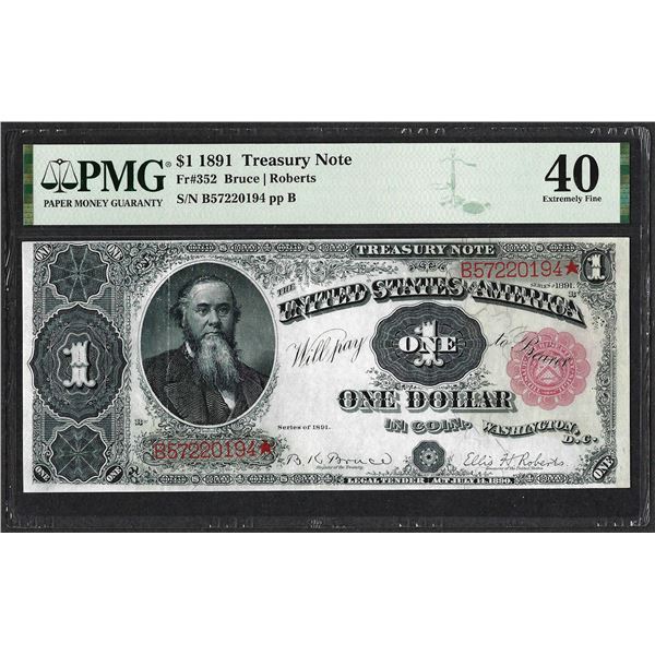 1891 $1 Treasury Note Fr.352 PMG Extremely Fine 40