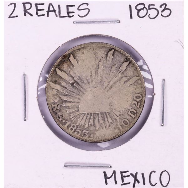 1853 Ga J.G. Mexico 2 Reales Silver Coin