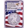 Image 1 : 2019-W $1 Proof American Silver Eagle Coin NGC PF70 Ultra Cameo Congratulations Flag