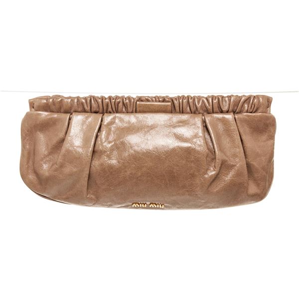 Miu Miu Brown Leather Clutch Bag