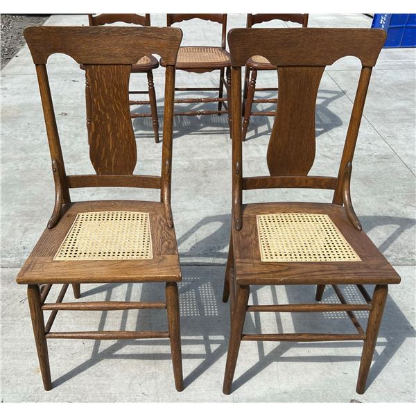 2 RATTAN SEAT OAK CHAIRS