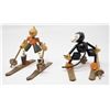 Image 1 : PAIR ANTIQUE WOODEN ARTICULATED SKIING FIGURES