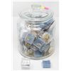 Image 1 : GLASS JAR FULL OF COLLECTOR PINS IN CASES