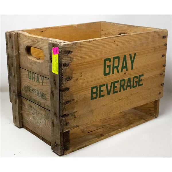 ANTIQUE GRAY SODA BEVERAGE WOOD CRATE