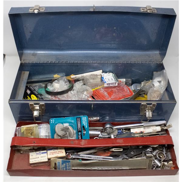 METAL TOOL BOX FULL OF TOOLS