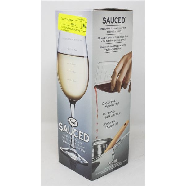 SAUCED MEASURING WINE GLASS NEW IN BOX