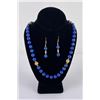 Image 1 : 14k Gold and Lapis Lazuli Necklace Earrings