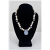 Image 1 : Sterling Silver Blue Agate Pearl Necklace