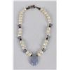 Image 2 : Sterling Silver Blue Agate Pearl Necklace
