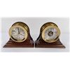 Image 1 : Brass Cheslea Quartz Clock Barometer Bookend Set