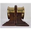 Image 4 : Brass Cheslea Quartz Clock Barometer Bookend Set
