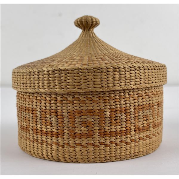 Northwest Coast Tlingit Indian Rattle Top Basket