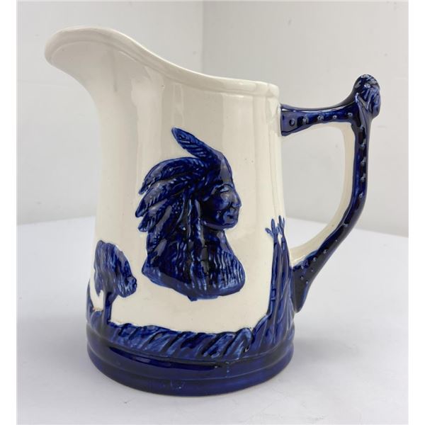 Old Sleepy Eye Blue and White Pottery Pitcher