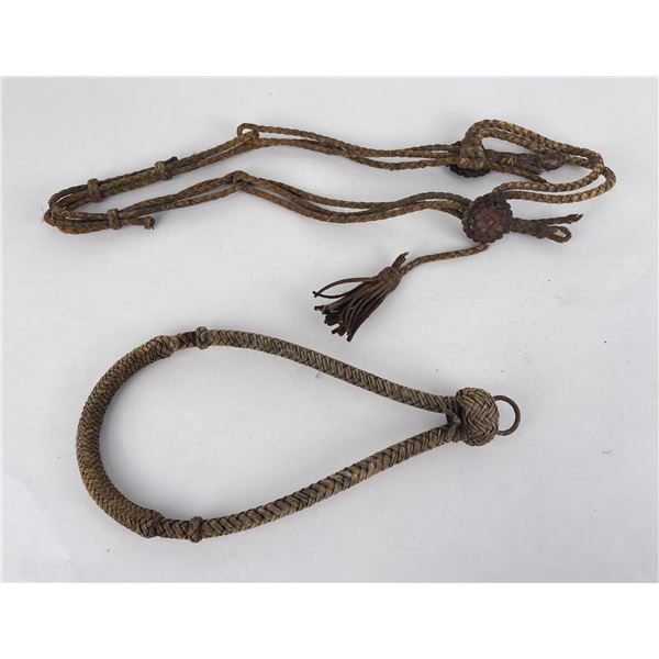 Antique Cowboy Braided Leather Headstall and Bosal