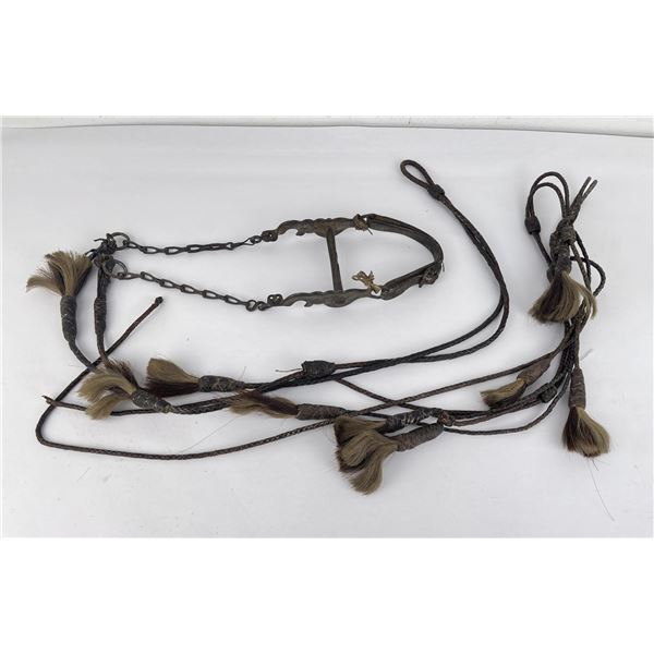 Antique Cowboy Braided Leather Headstall and Bit