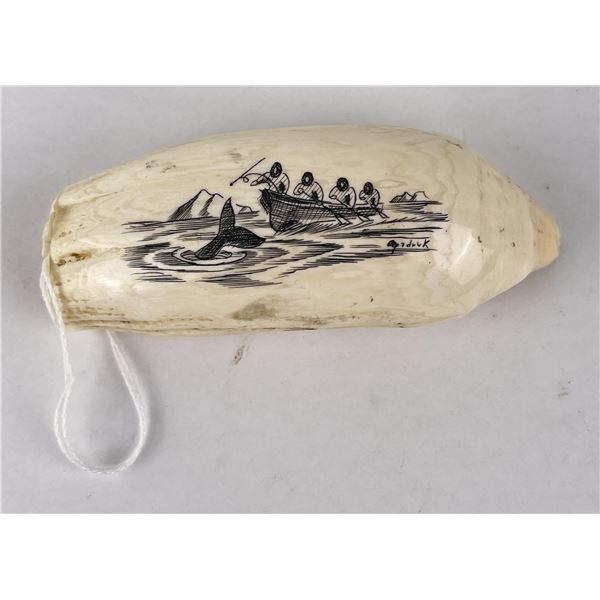 Antique Eskimo Inuit Scrimshaw Whale Tooth