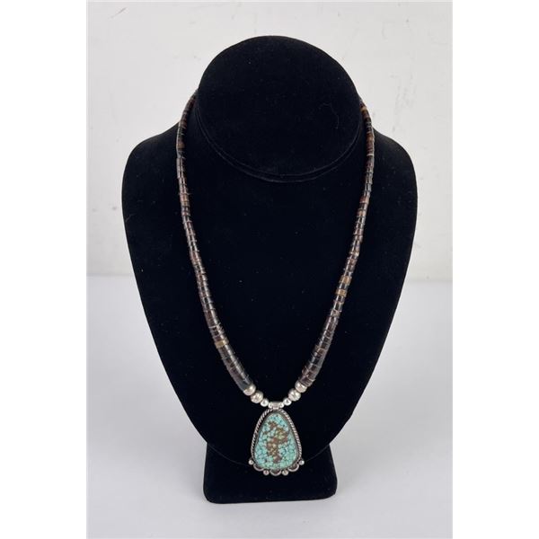 Navajo Turquoise Sterling Silver Heishi Necklace
