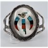 Zuni Inlaid Sterling Silver Bracelet