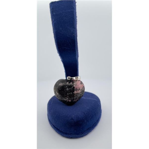 Sterling Rhodochrosite Heart Necklace Pendant