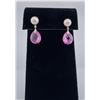 10k White Gold and Pink Topaz Earrings