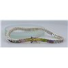 Image 2 : Sterling Silver Semi Precious Tennis Bracelet
