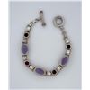 Image 2 : Sterling Silver Garnet Amethyst Link Bracelet
