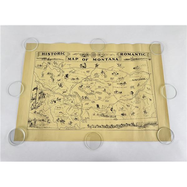 Historic Romantic Map of Montana