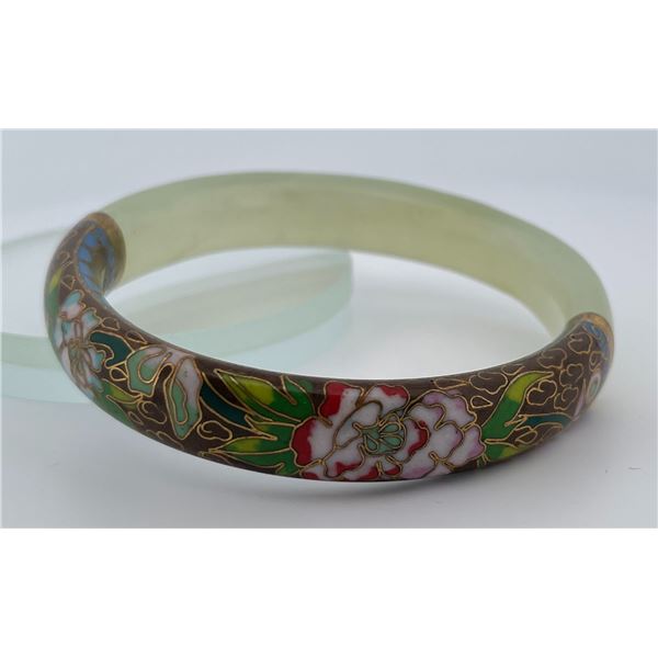 Antique Chinese Jade Cloisonne Bracelet Bangle