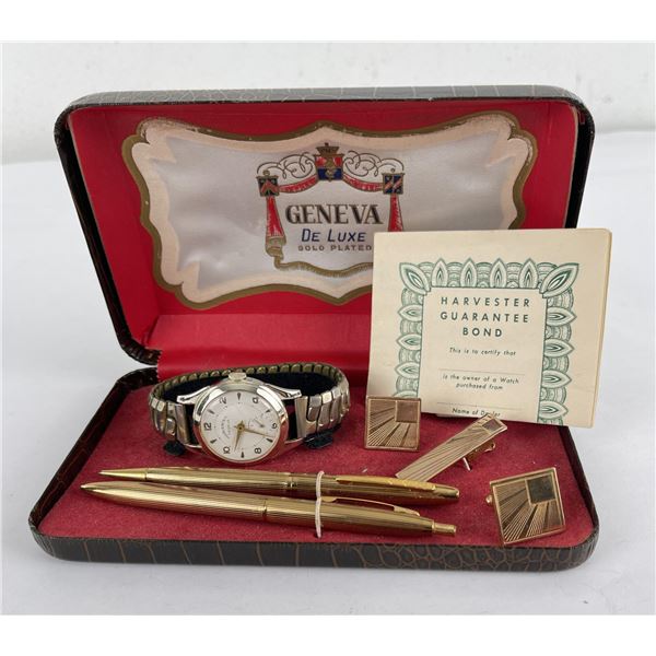 Geneva Harvester Watch Cufflink Pen Set