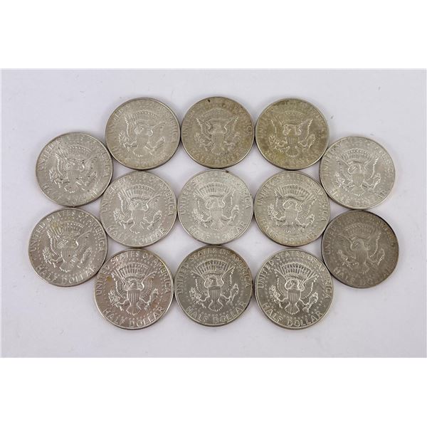 Lot of 13 40% Kennedy Silver Half Dollars