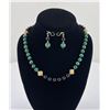 Image 1 : 14K Gold and Malachite Necklace and Earrings Set