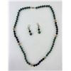 Image 2 : 14K Gold and Malachite Necklace and Earrings Set
