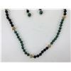 Image 3 : 14K Gold and Malachite Necklace and Earrings Set