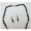 Image 4 : 14K Gold and Malachite Necklace and Earrings Set