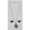 Image 2 : Sterling Silver Ammonite Necklace and Earrings
