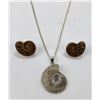 Image 3 : Sterling Silver Ammonite Necklace and Earrings