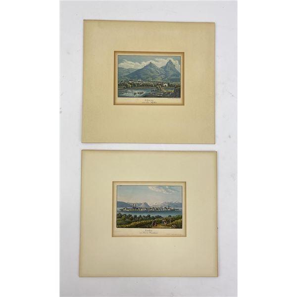Pair of Swiss Antique Colored Lithographs