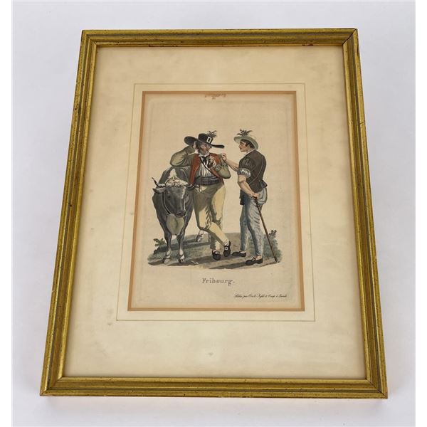 Antique German Hand Colored Lithograph