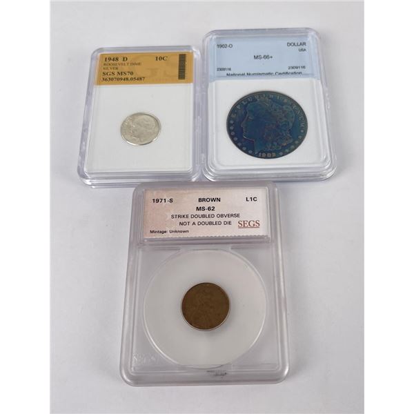 Graded Coins Morgan Silver Dollar Penny Dime