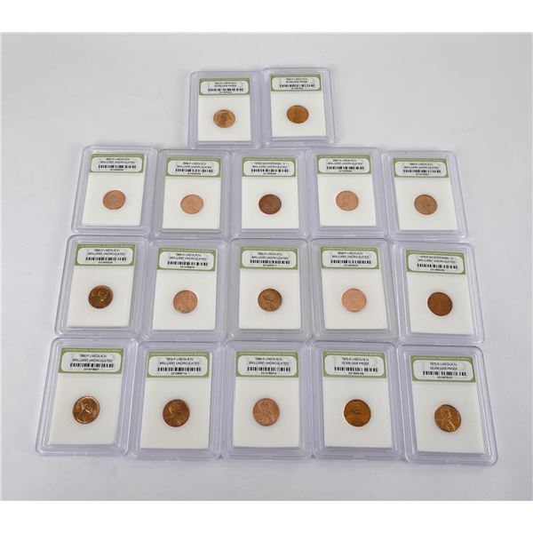 17 Graded INB Lincoln Cents Pennies