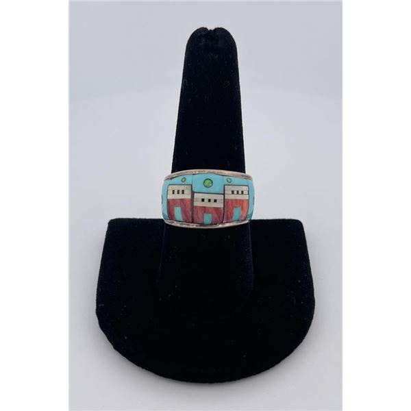 Zuni Inlaid Sterling Silver Ring