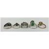 Image 10 : Lot of 5 Sterling Silver Rings Peridot Emerald