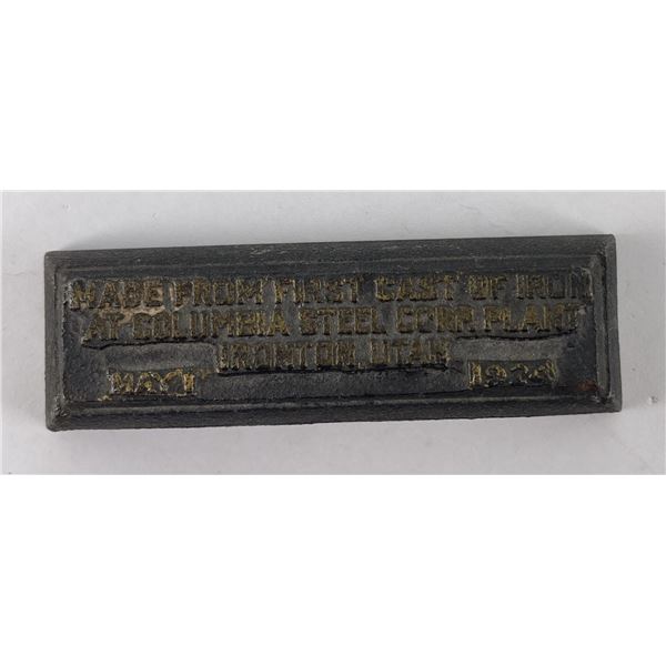 Cast Iron Ingot Columbia Steel Corp
