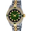 Image 2 : Rolex Ladies 2 Tone Green Vignette Diamond Datejust Wristwatch