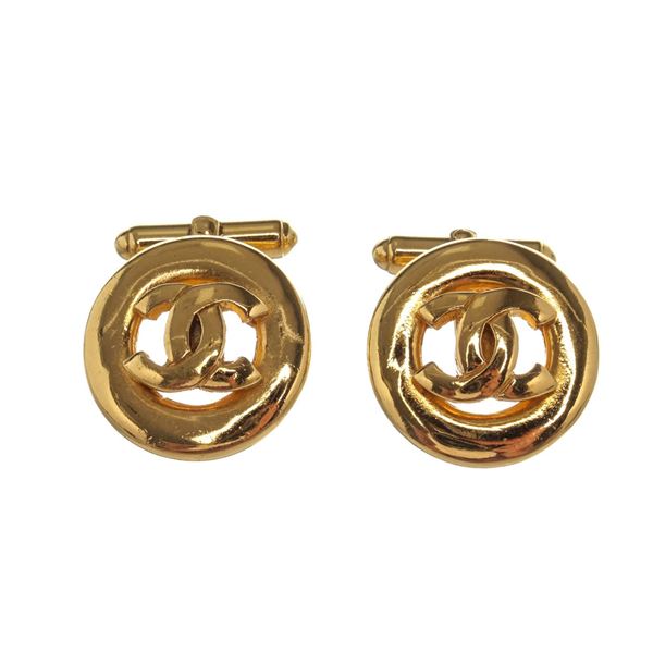 Chanel CC Logo Gold-tone Cufflinks