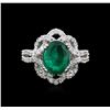 Image 2 : 14KT White Gold 2.30 ctw Emerald and Diamond Ring