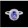 Image 2 : 1.78 ctw Tanzanite and Diamond Ring - 14KT White Gold