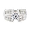 Image 2 : 1.20 ctw Diamond Semi Mount Ring with CZ Center - 14KT White Gold